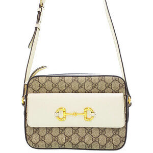 Gucci Horsebit 1955 shoulder bag beige ebony GG supreme canvas white
